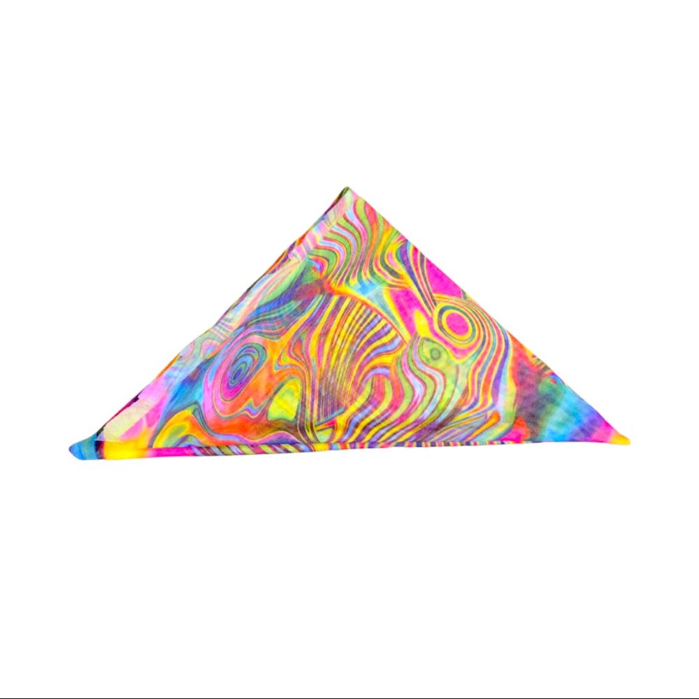 Head scarf with psychedelic pattern hand made